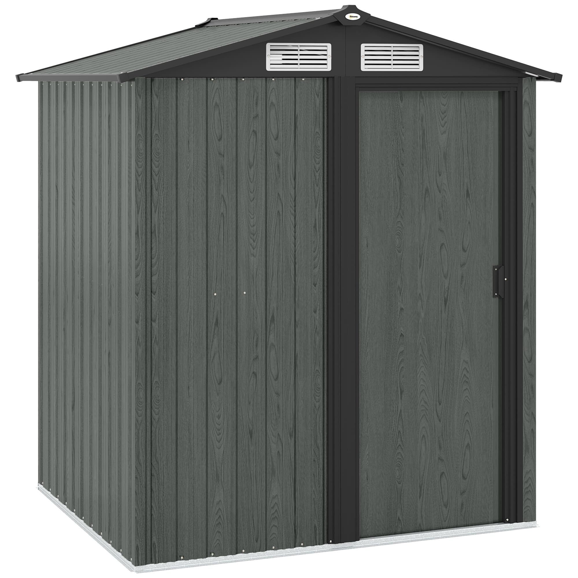 Outsunny 5ft x 4.3ft Outdoor Garden Storage Shed - Grey Wood Effect