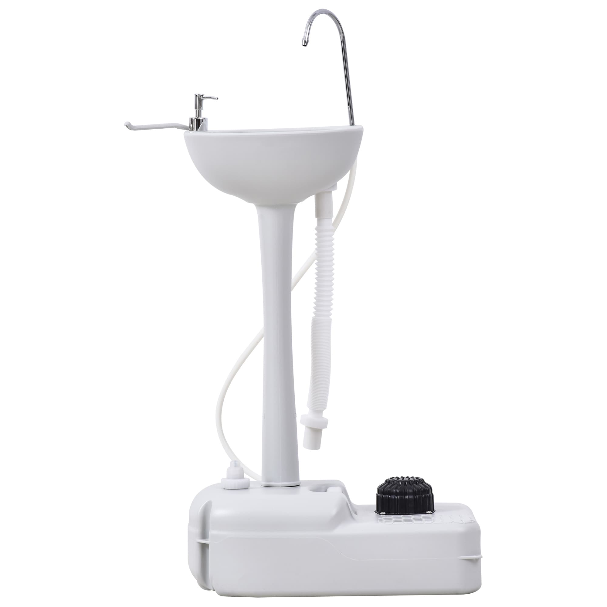 Outsunny Portable Outdoor Sink with Soap Dispenser, Towel Holder, HDPE Construction, White | Aosom UK