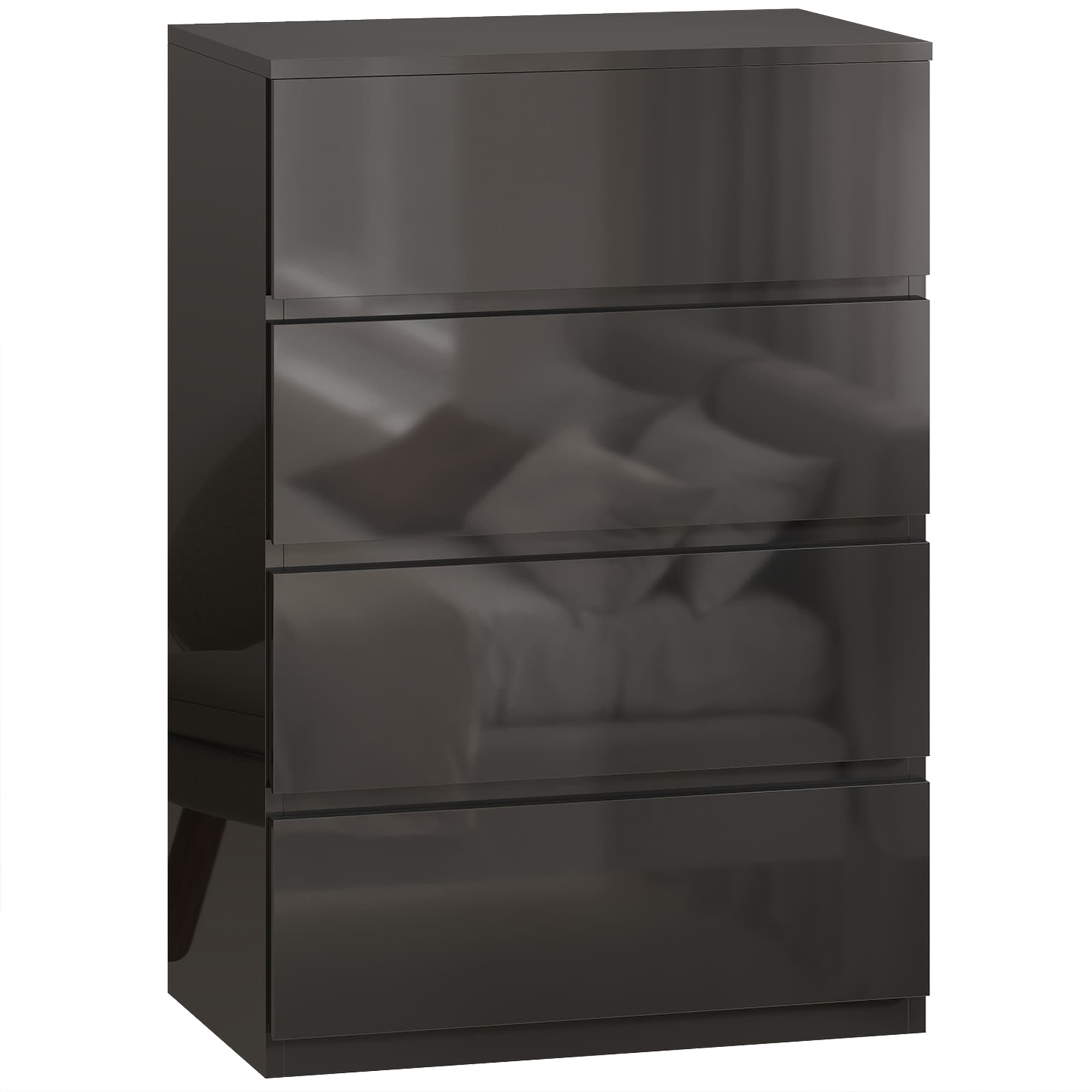 HOMCOM Chest of Drawers, 4-Drawer Storage Cabinets, Modern Dresser, Storage Drawer Unit for Bedroom thumbnail 3