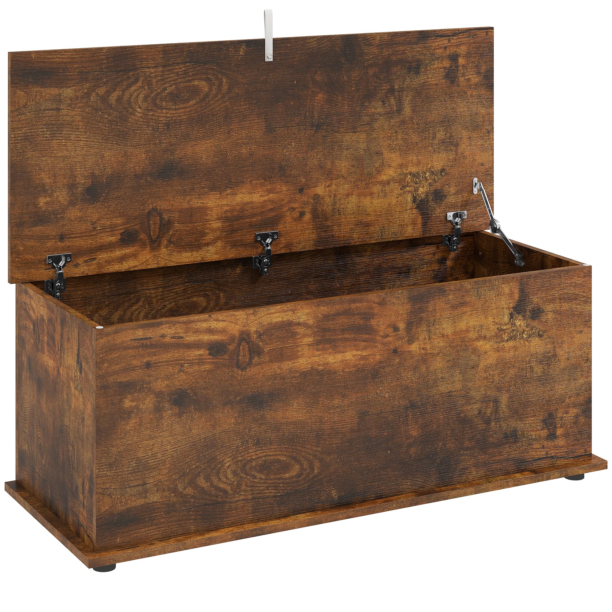 HOMCOM 113L Storage Chest, Storage Box with Flip-Top Lid and 2 Safety Hinges, Storage Trunk for Living Room, Entryway, 100 x 40 x 40 cm, Rustic Brown