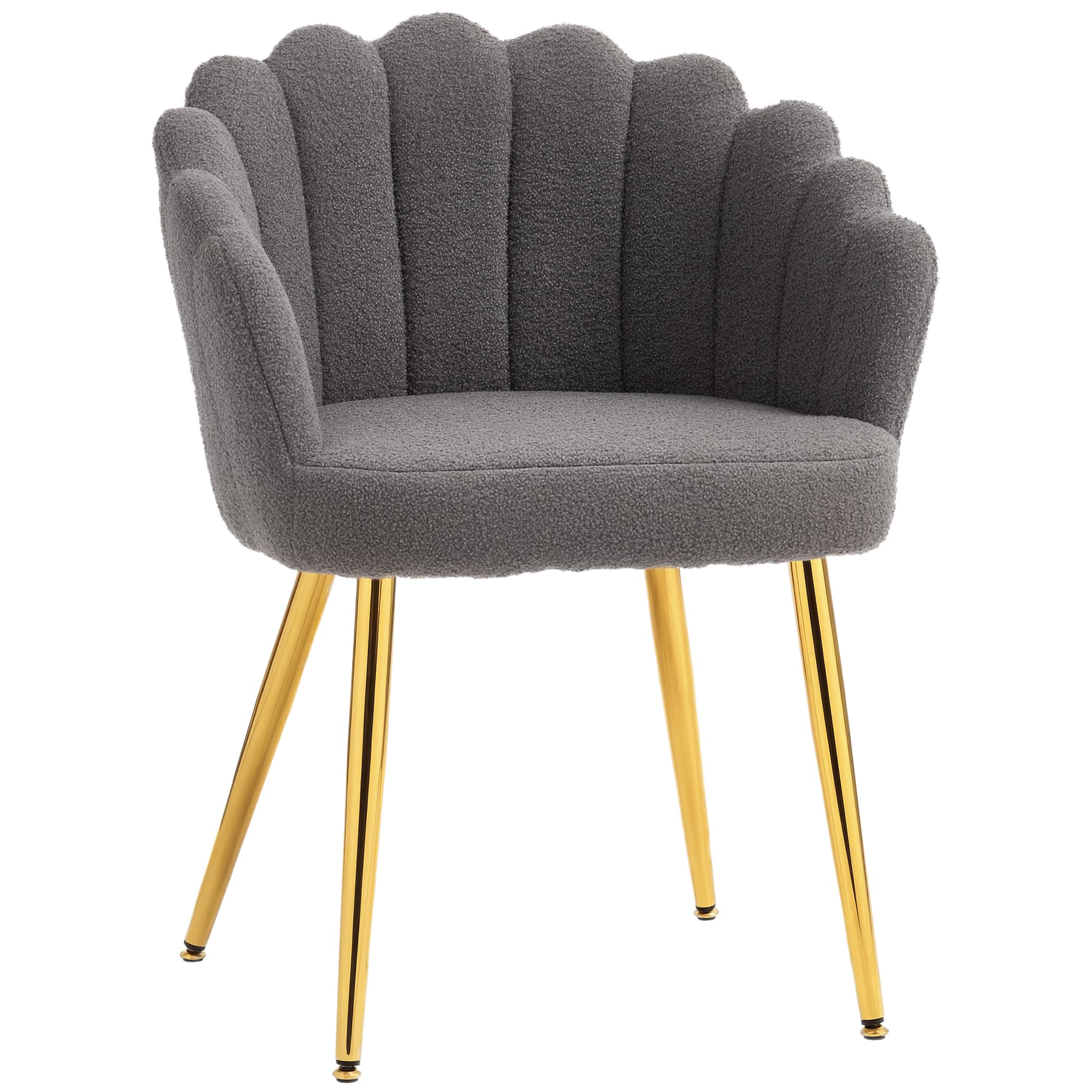 HOMCOM Lounge Chair Petal-Back Armchair Metal Metal Legs for Living Room Bedroom Grey