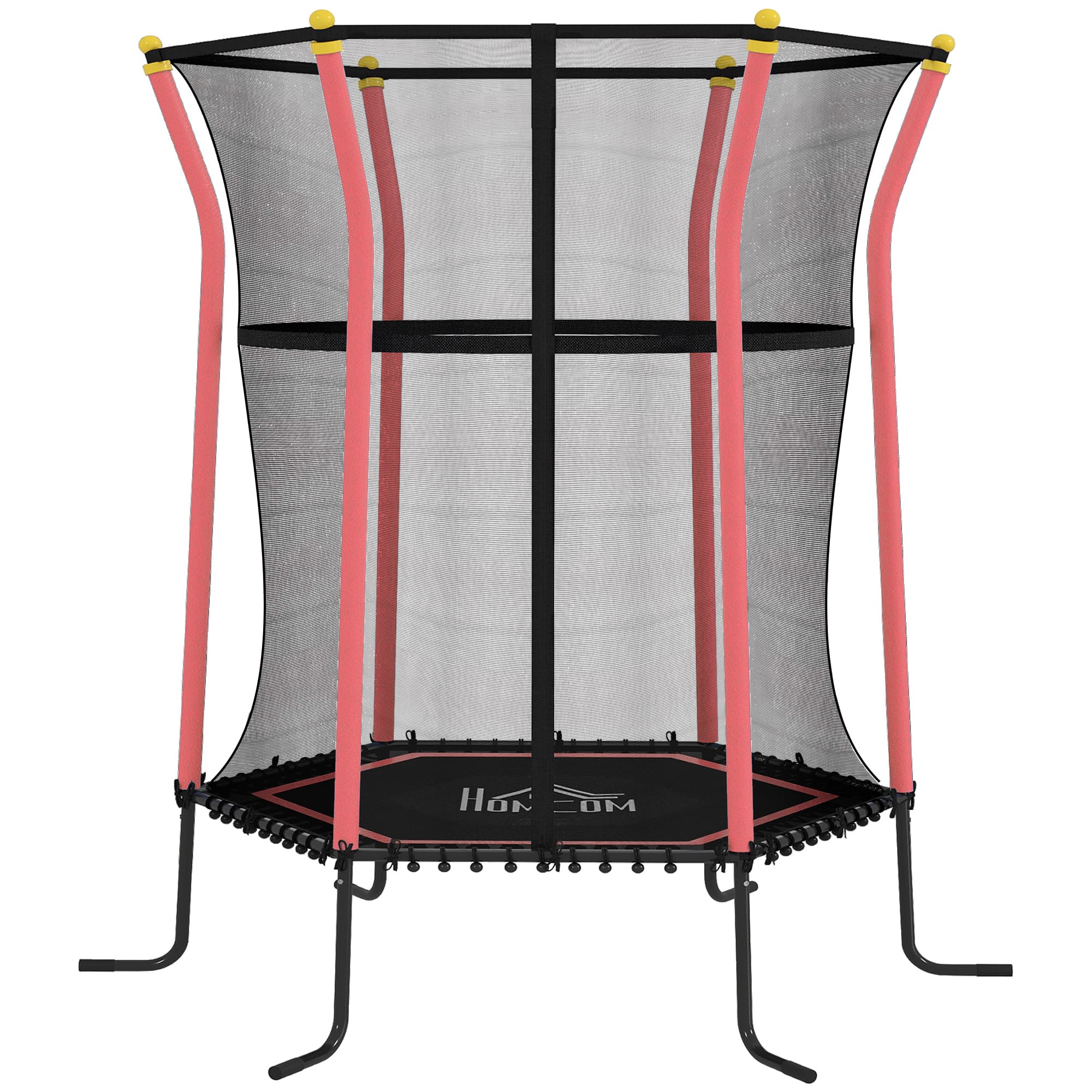 HOMCOM Kids Trampoline Mini Bouncer with Enclosure Safety Net For Ages 3-10 Years - Red | Aosom UK