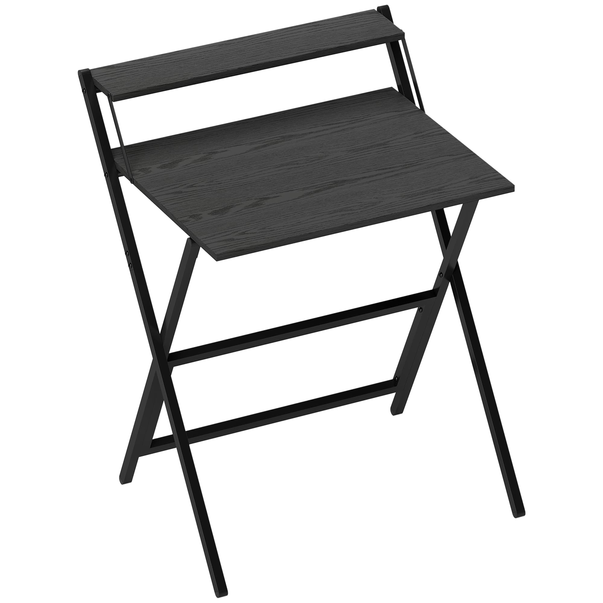 HOMCOM 70 cm Folding Computer Desk with Monitor Shelf - Black