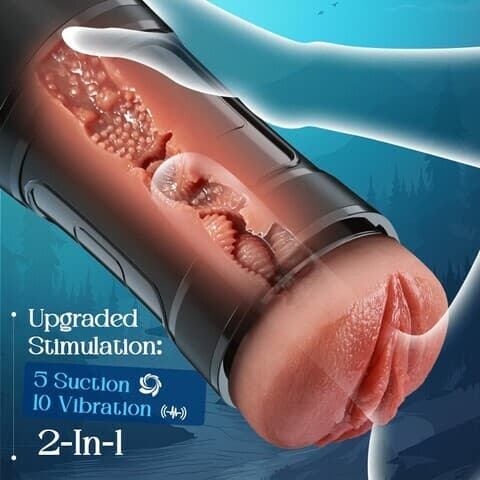 Challenger - 5 Suction 10 Vibration Male Masturbation Multi-Speed Adjustable Realistic TPE Sleeve IPX7 Waterproof  Mastu