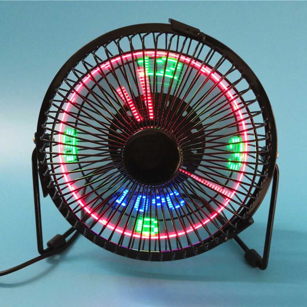 Portable LED Luminous 6 Inch Clock Fan Smart Display Memory Function Three Modes USB Charging - Black thumbnail 2