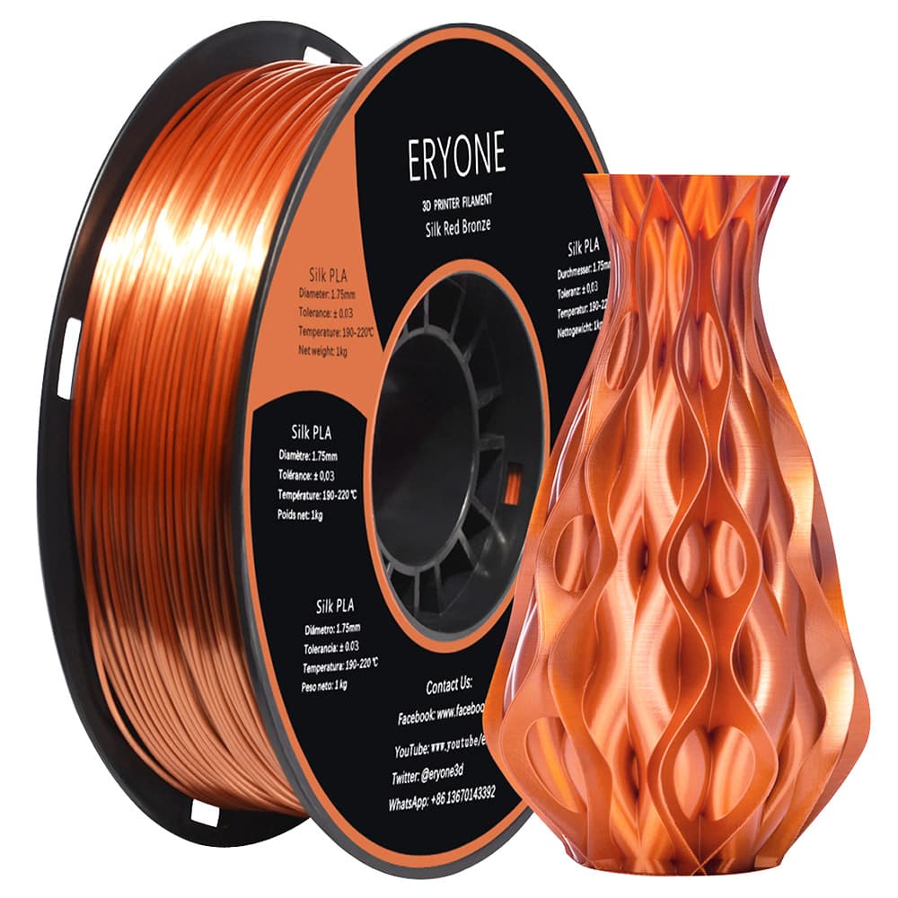 Filament ERYONE Silk PLA do drukarki 3D 1,75 mm Tolerancja 0,03 mm 1 kg (2,2 funta)/szpula - czerwona miedź