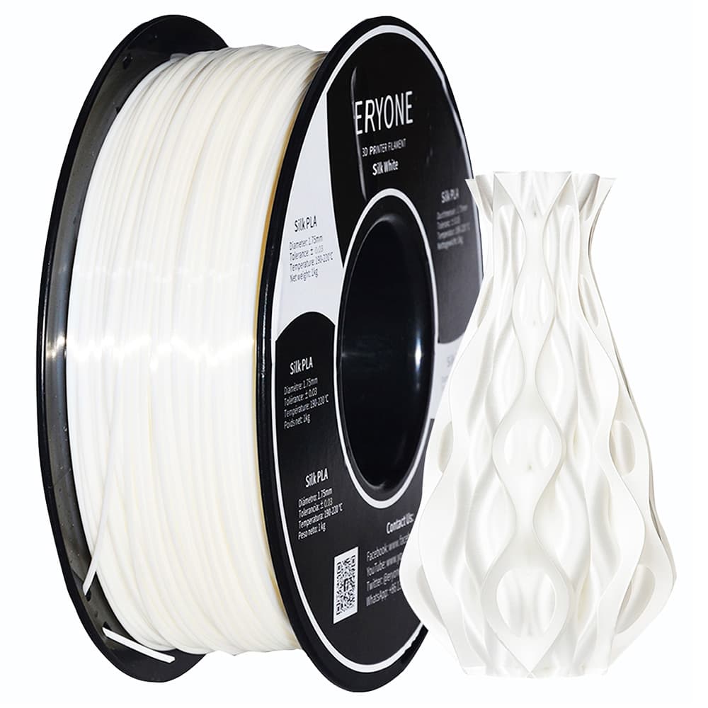 Filament ERYONE Silk PLA do drukarki 3D 1,75 mm tolerancja 0,03 mm 1 kg (2,2 funta)/szpula - biały