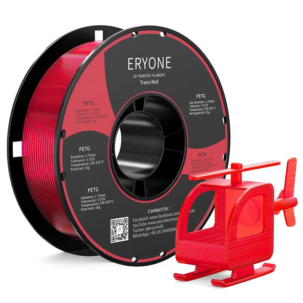 Filament PETG ERYONE 1kg - Przezroczysty Czerwony