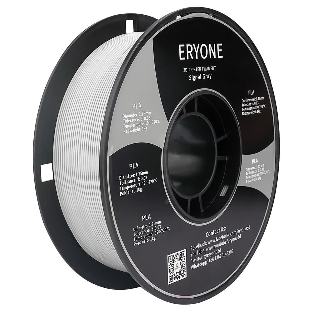 Filament ERYONE PLA do drukarki 3D 1,75 mm tolerancja 0,03 mm 1 kg (2,2 funta)/szpula - Signal Grey
