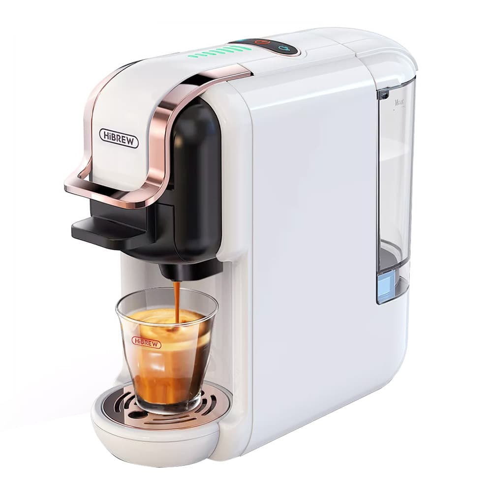 HiBREW H2B 5-in-1 Ekspres do kawy z linią poziomu wody, 1450W 19Bar gorący / zimny ekspres do kawy, zbiornik na wodę 600ml - biały