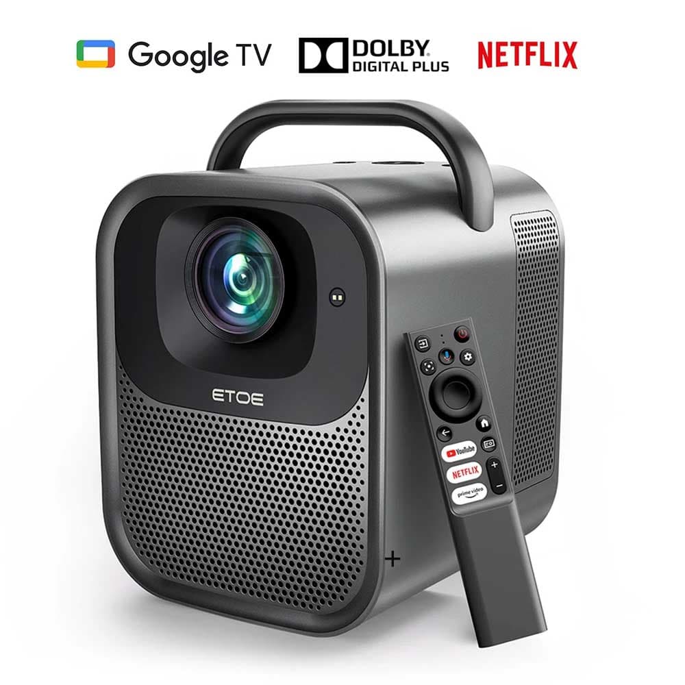 Projektor ETOE Seal Pro, 1000 ANSI, natywny 1080P, Android TV 11.0, autofokus. Automatyczna korekcja trapezu, głośniki 2*10 W — wtyczka EU
