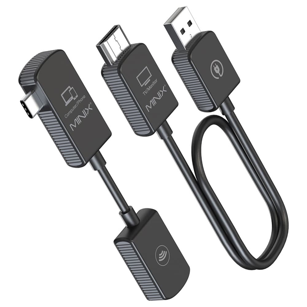 MINIX C1 USB-C do HDMI Bezprzewodowy Dongle, Transmisja 165ft/50m, Plug and Play, Kompatybilny z iPhone 15