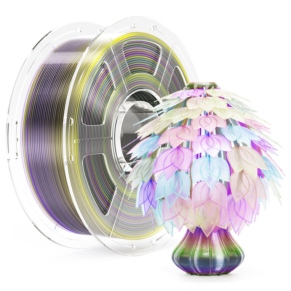 Filamento PETG de alta velocidade Mecpow, 1 kg - Arco-íris transparente thumbnail 2