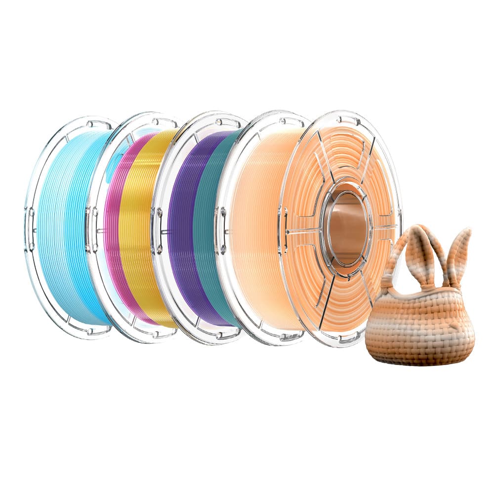 4 kg filamentu Mecpow High Speed PETG – pomarańczowo-biały / niebiesko-biały / różowo-żółty / zielono-fioletowy