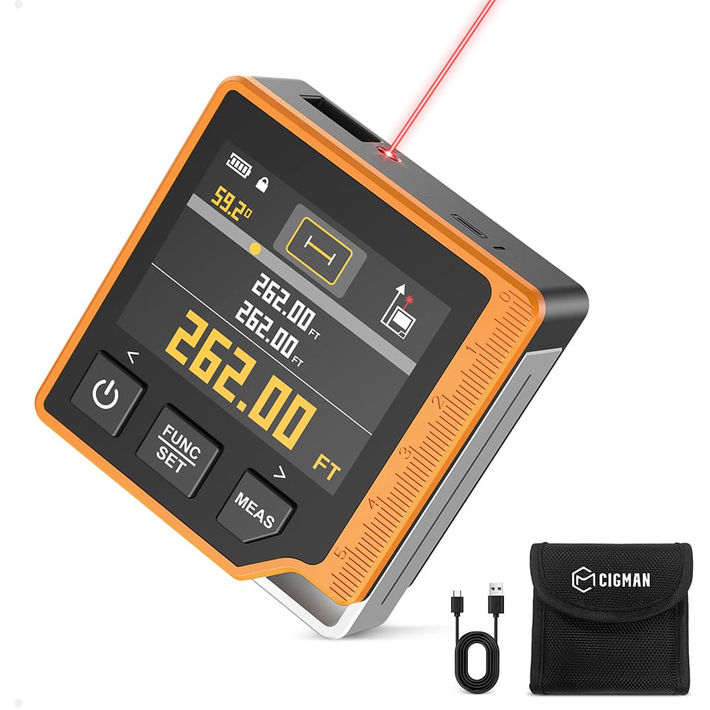 Taśma miernicza laserowa CIGMAN CD-80, pomiar 262 stóp/80 m, 6 przełączanych jednostek, akumulator 1000 mAh
