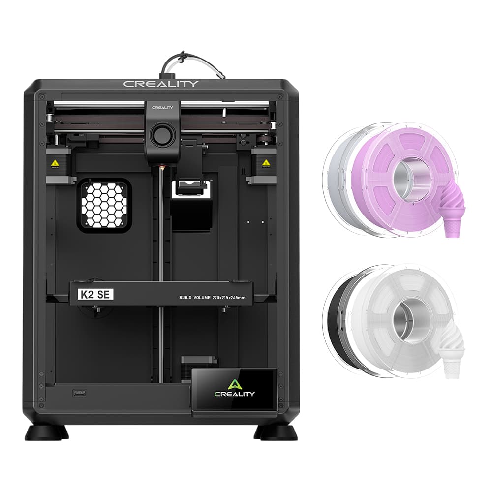 Drukarka 3D Creality K2 SE Combo, 4 kg, filament PLA Mecpow High Speed, czarno-biały/szary/liliowy