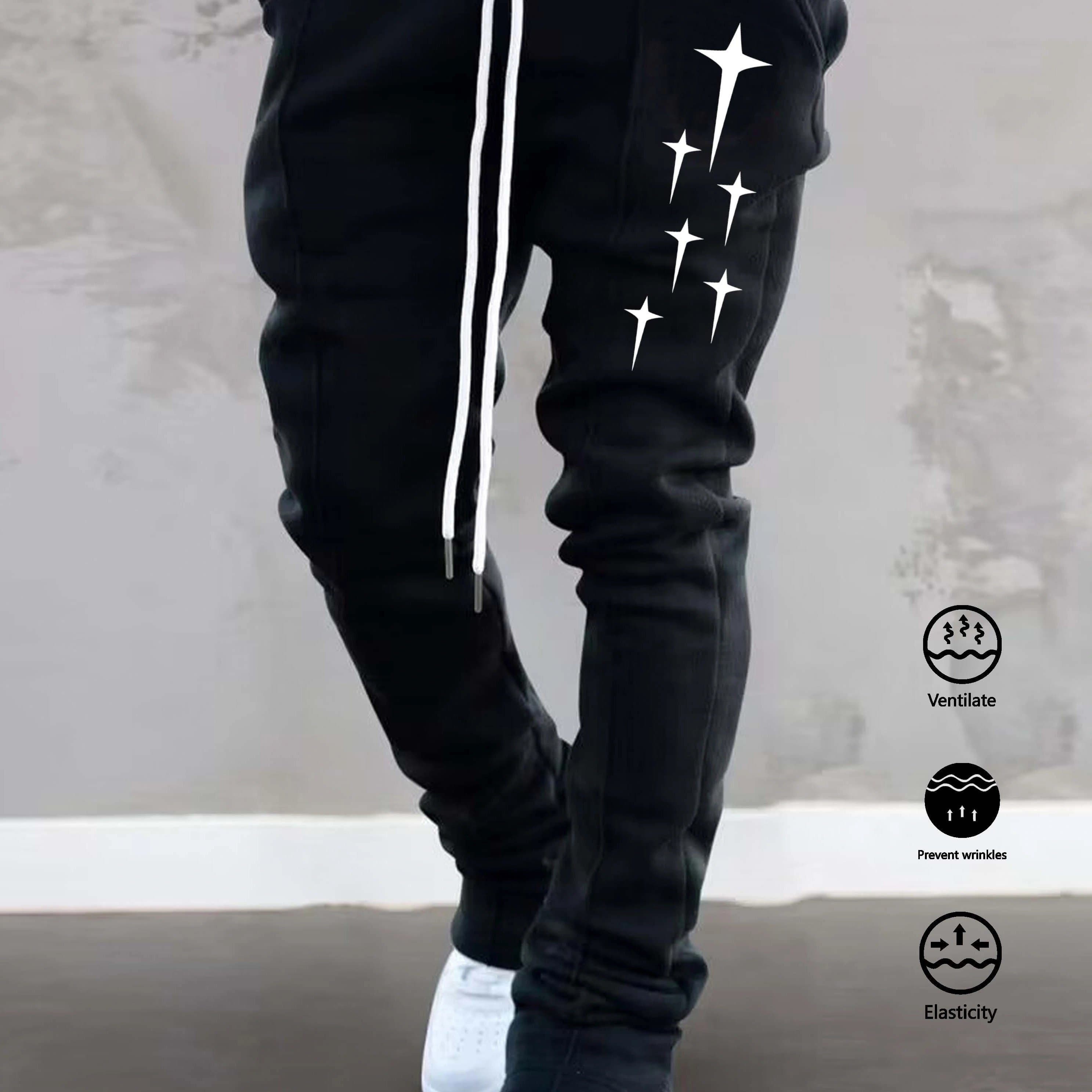 TEMU -fit Long Pants For Spring, Autumn, And Winter, Wrinkle-resistant And Slightly Stretchy, Men's Casual Trousers With Middle Flare, Jogger-style Sports Pants, Trendy Rock And Hip-hop Pants