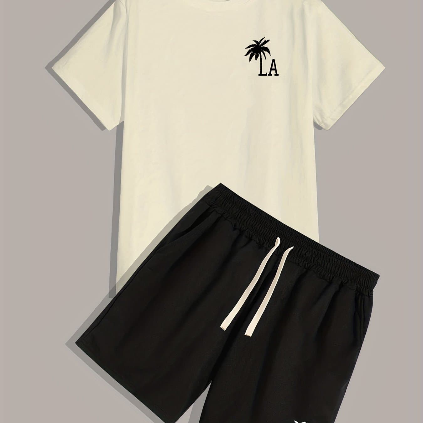 TEMU 's Fashion Personality Printed Short Sleeve T-shirt And Casual Shorts Set