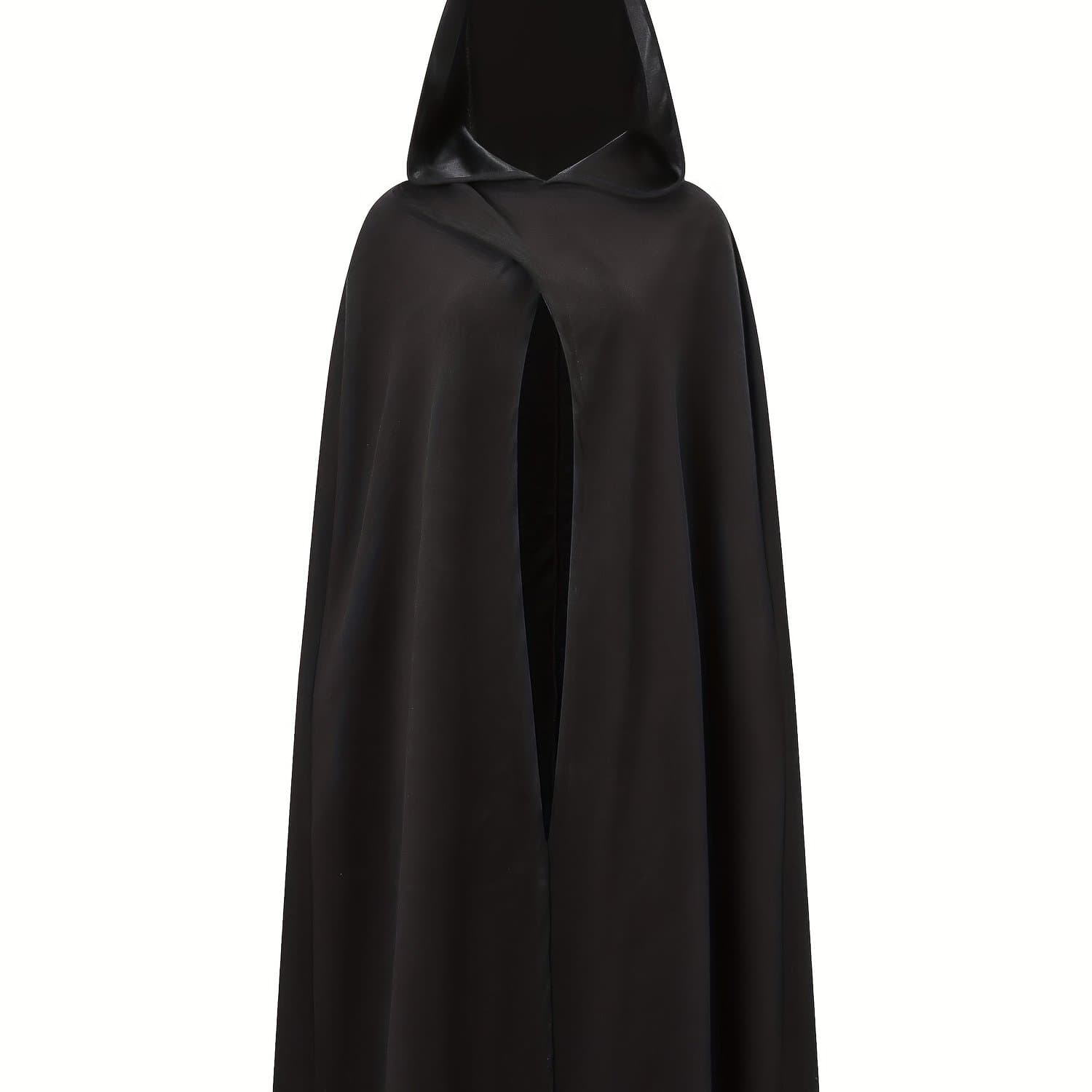 TEMU Thickened Hooded Cape Coat For Role-playing & Cosplay - Vintage Asymmetrical Design, Machine Washable Solid Color Non-stretch Fabric, Autumn Winter Costume Accessory, Costume Accessories