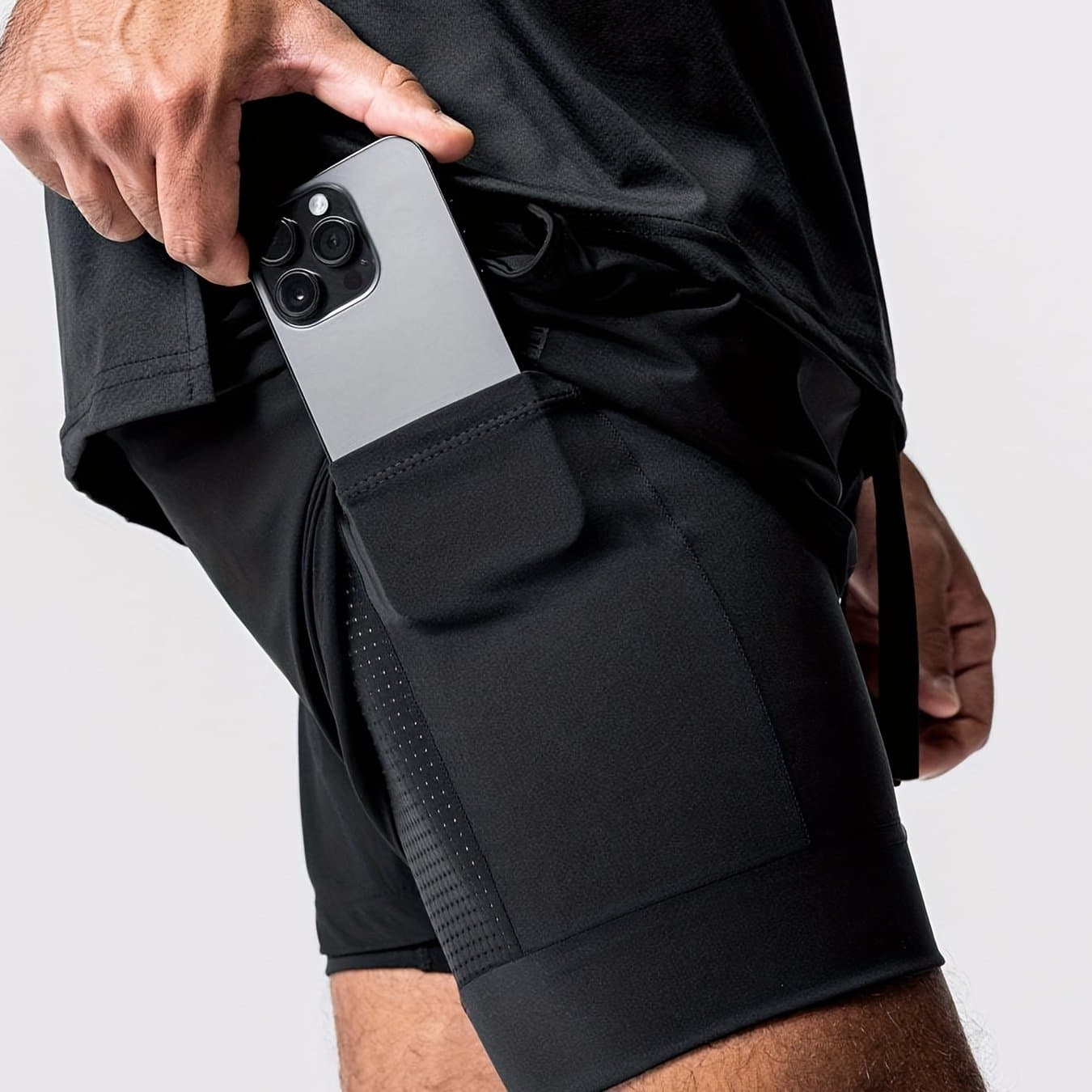 TEMU Summer Men's Athletic Shorts Anti-flashers With Inner Lining Quick-dry Hot Pants Men's Running Basketball Shorts