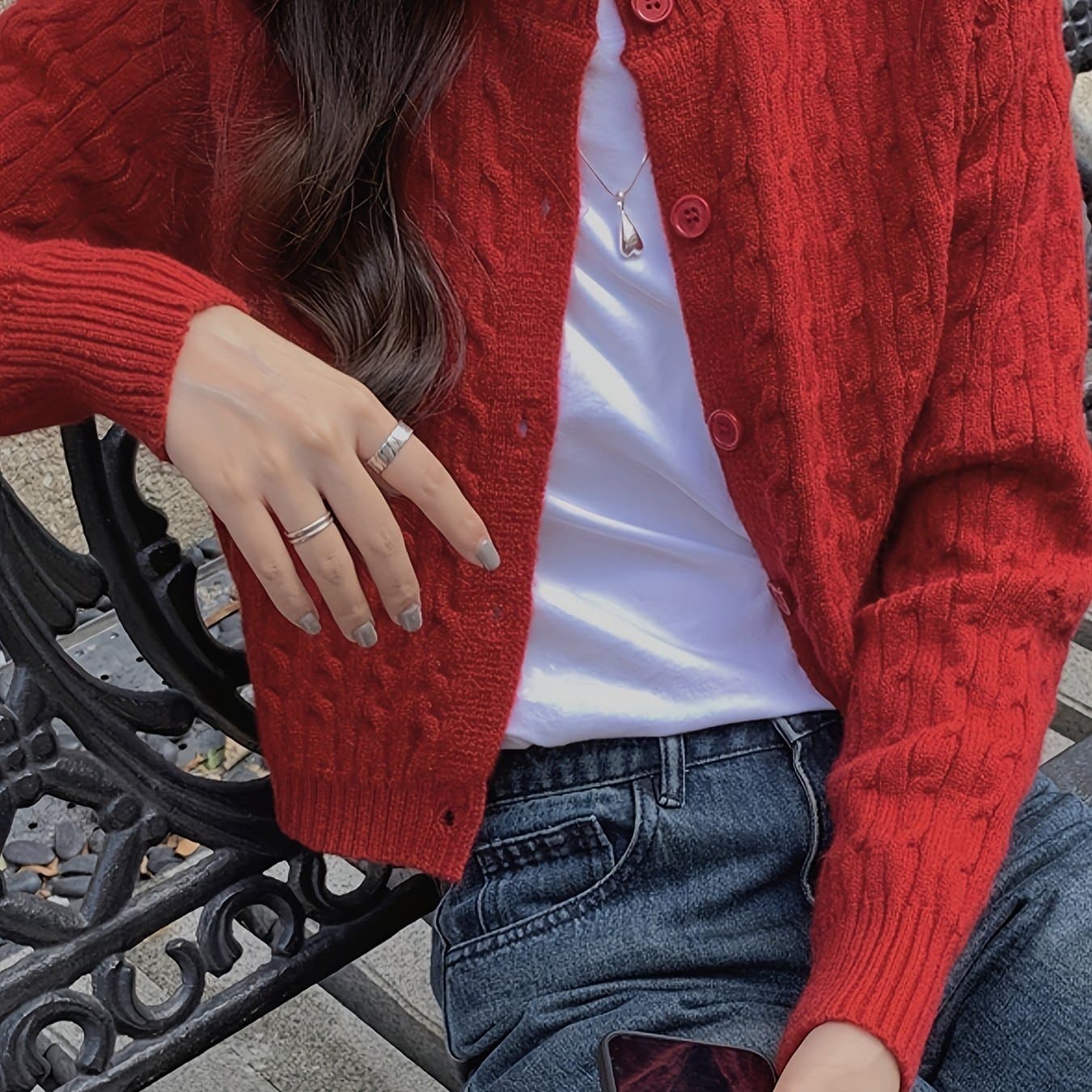 TEMU Women's Twist Cardigan Sweater, Spring/autumn Layering College Style Top, Short Korean Version Blouse For Petite Women