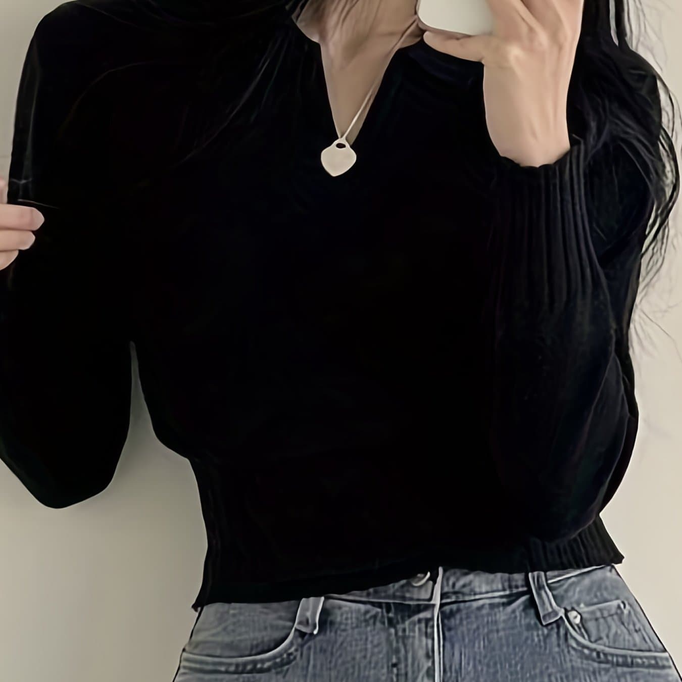 TEMU Casual Fashion V-neck Sweater | Solid Color, Wear