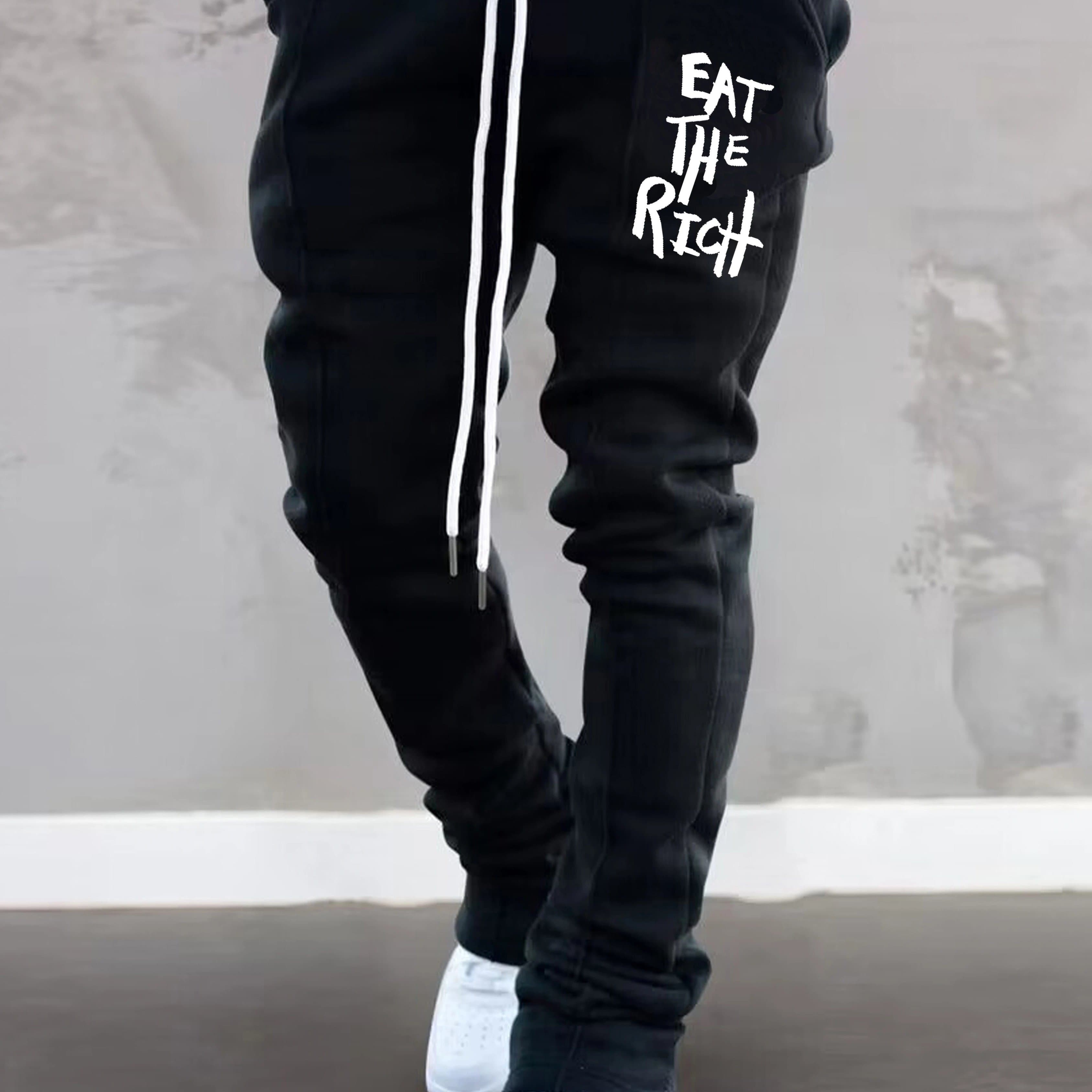TEMU Men's Casual Sweatpants "v" Snake Graphic Pocket Waist Drawstring Flared Pants Hip-hop Trousers Clothes