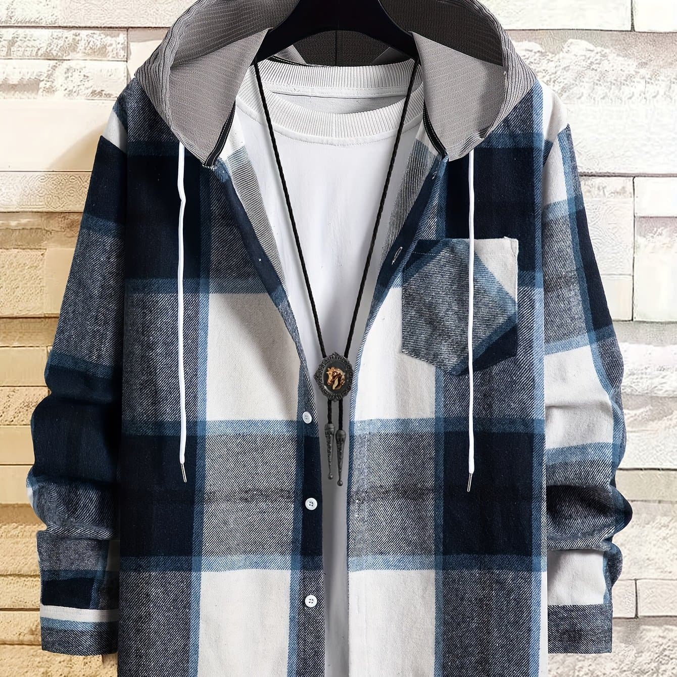 TEMU 707# Men's New Hooded Long-sleeve Pocket Shirt Jacket Without Inner T-shirt