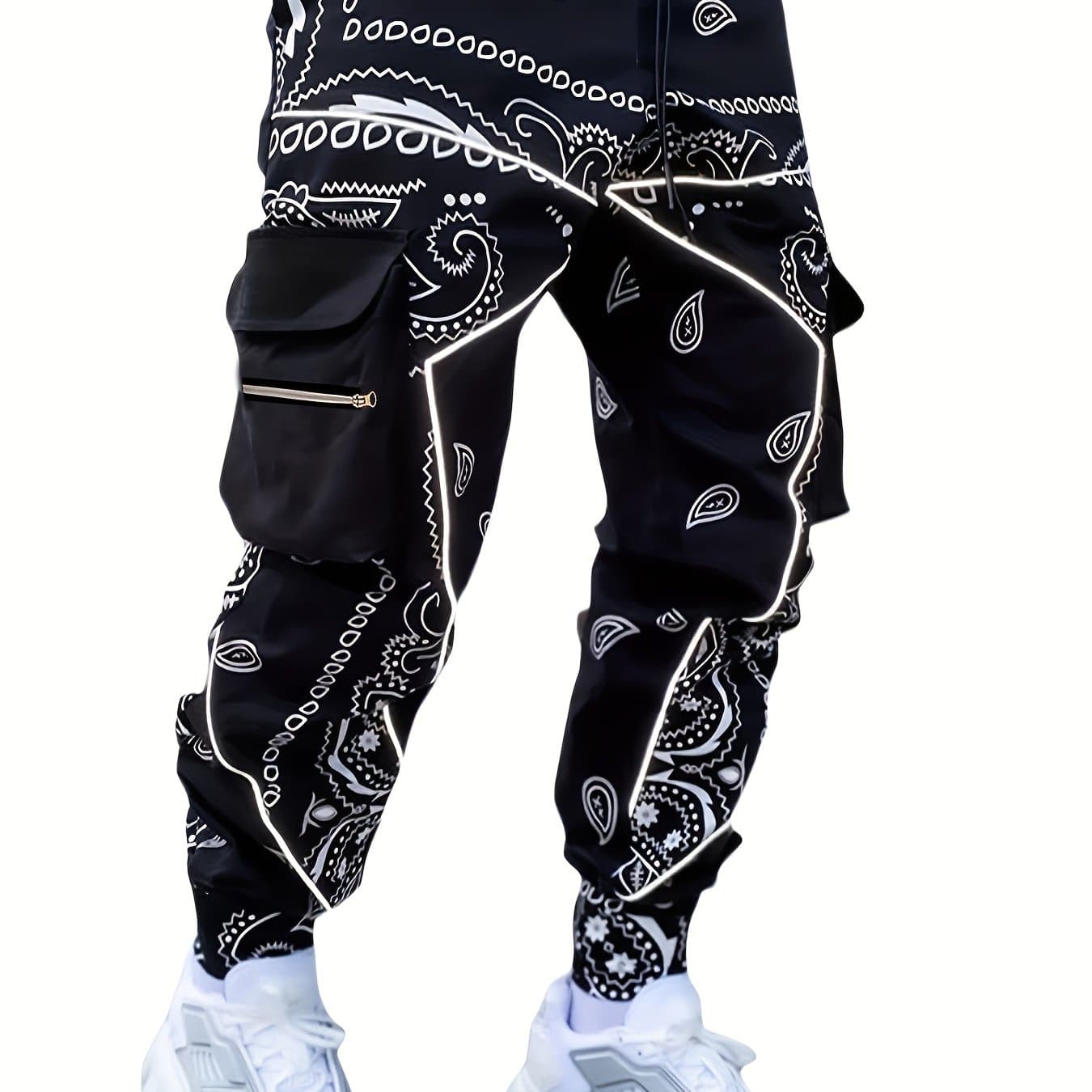 TEMU New Stylish Loose Streetwear Pants, Trendy Cargo Pants For Men, Casual Look That Elongates The Legs, Hip-hop Relaxed Sports Harem Pants, Loose High-street Multi- Cargo Trousers