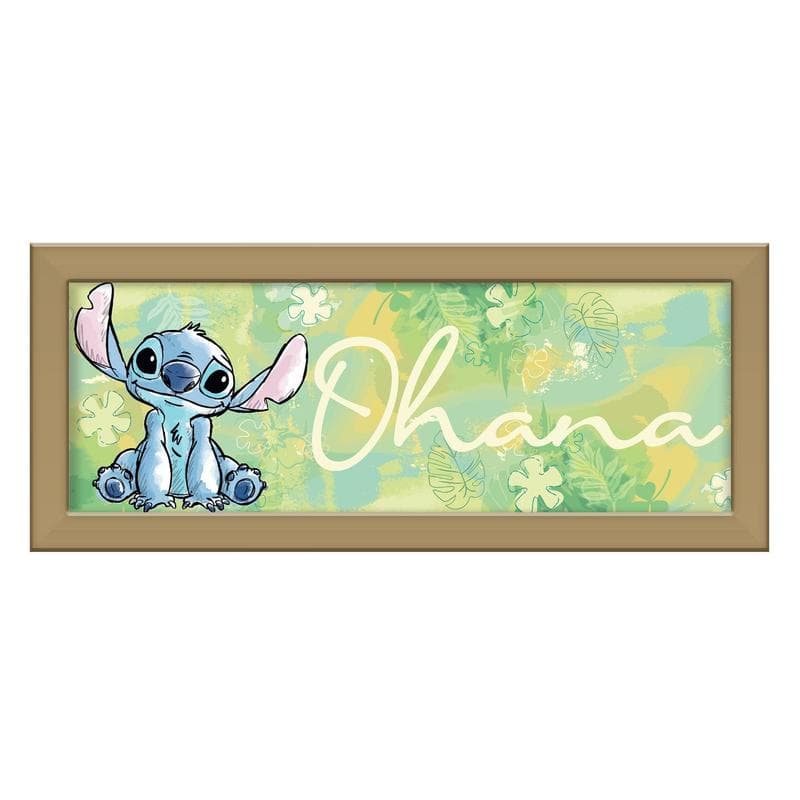 TEMU & Stitch "" 12 X 5 Inch Framed Mdf Wall Art