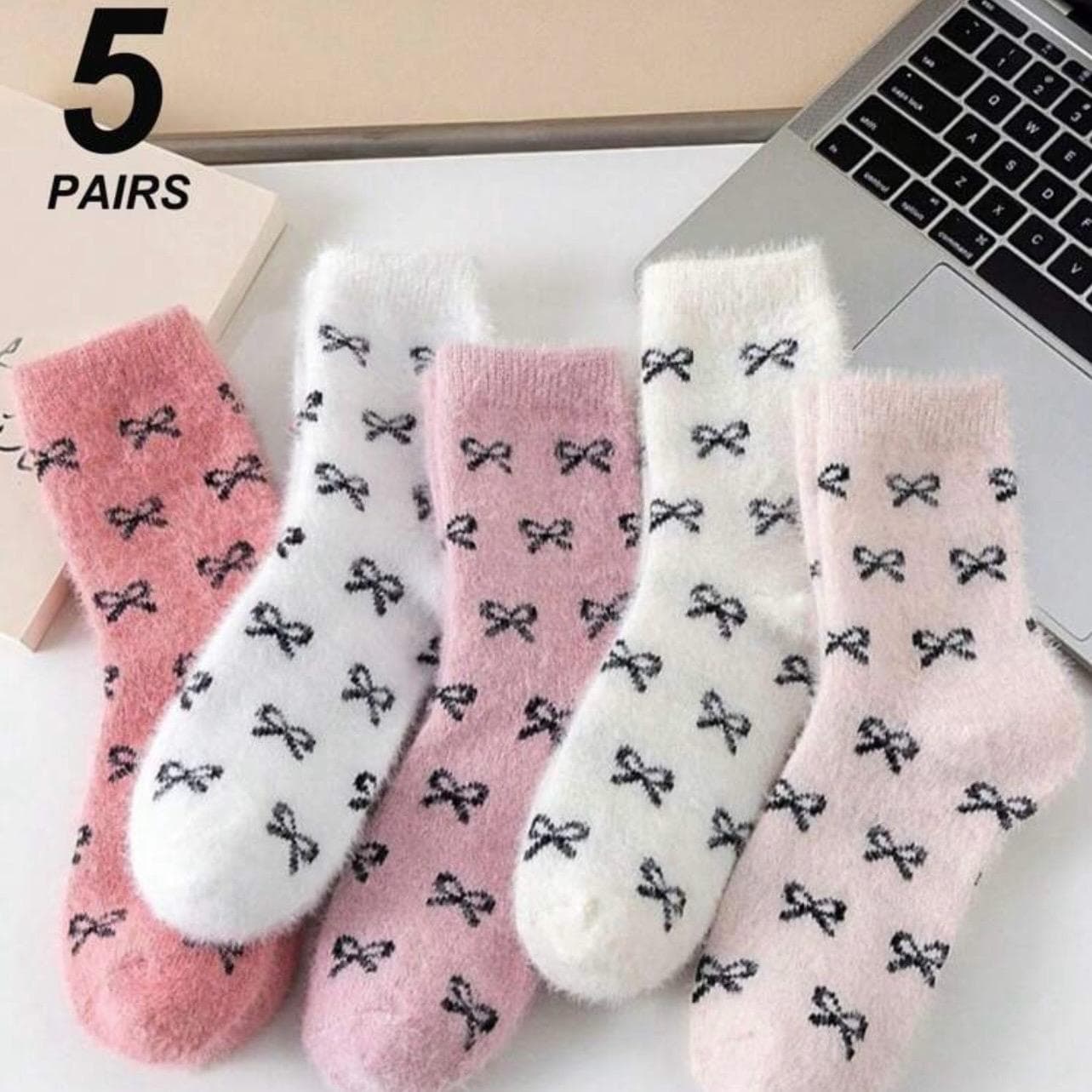 TEMU 5 Pairs Women's Thick Socks With , Socks Breathable Cute Casual