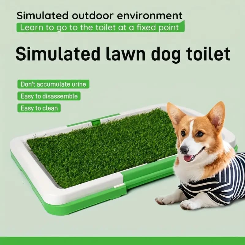 TEMU Dog Potty Training Mat With Artificial Grass, Non-slip Pet Toilet, Indoor Puppy Potty Box, Dog Pee Mat With Artificial Grass Mat And Tray Dog Training Toilet