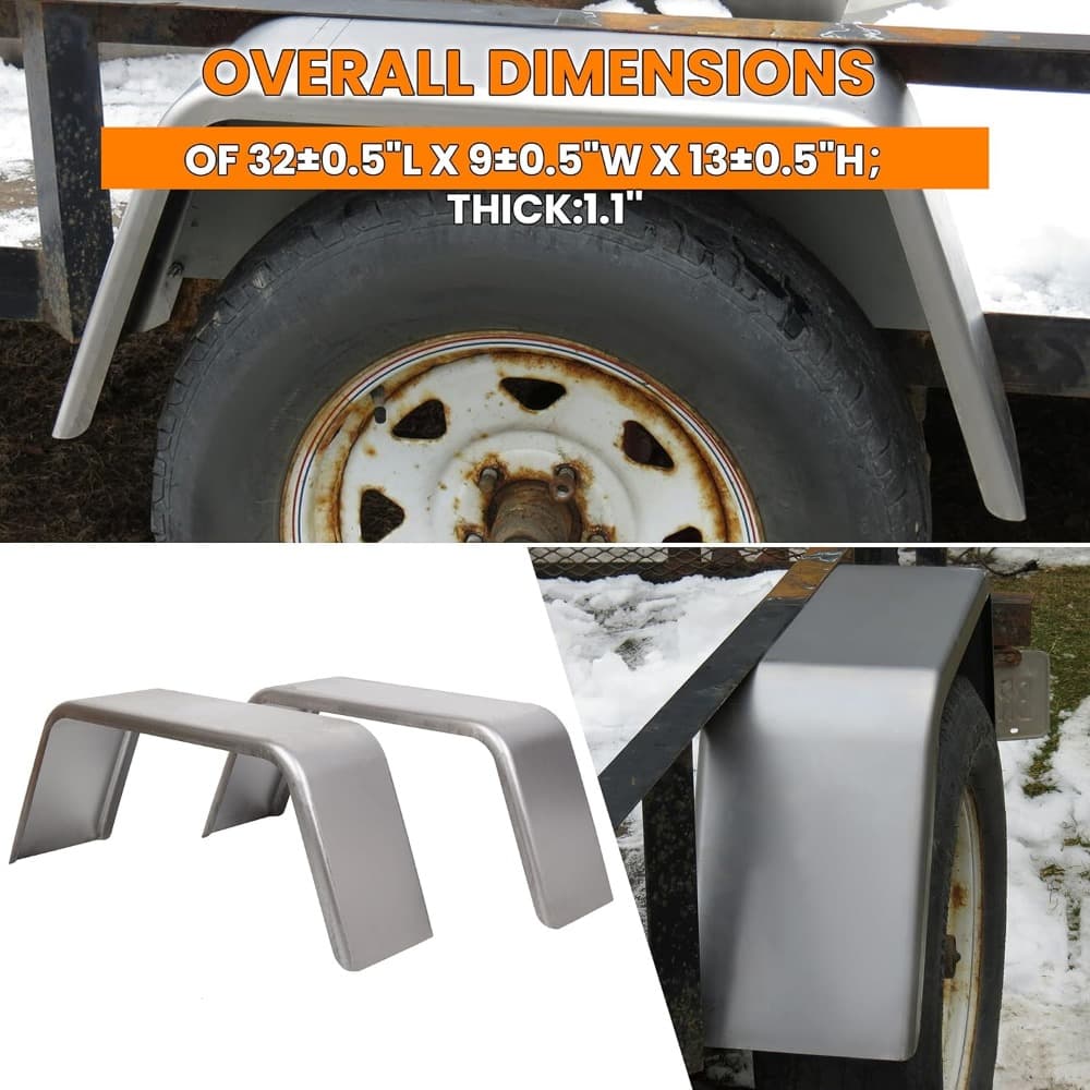 TEMU Square Trailer Fenders For 14"-16" Wheels Compatible With Car Cargo Trailer Utility Landscape Trailer 2 Pack 1 Pair
