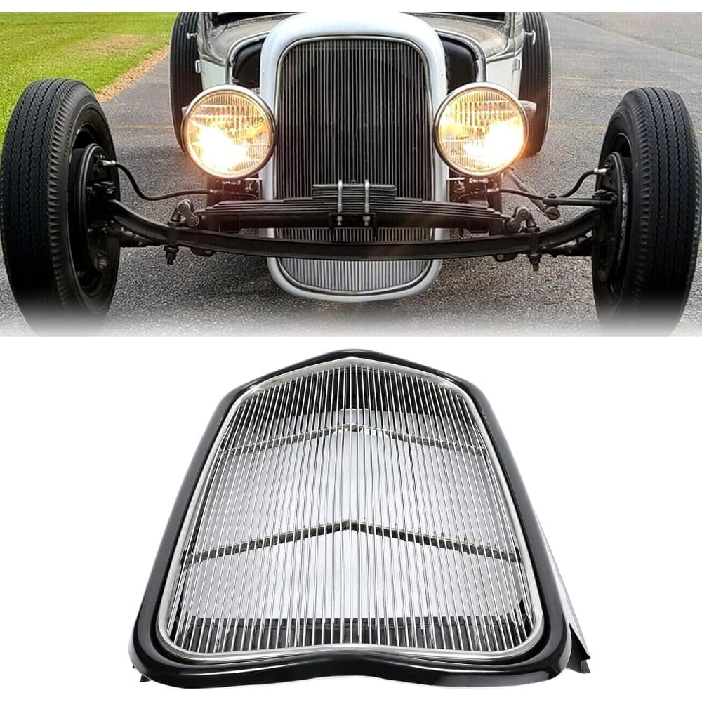 TEMU Front Grille Shell Insert Compatible With Ford 1932 Models Model B/bb / 18 Polished Stainless Steel (without Crank Hole)