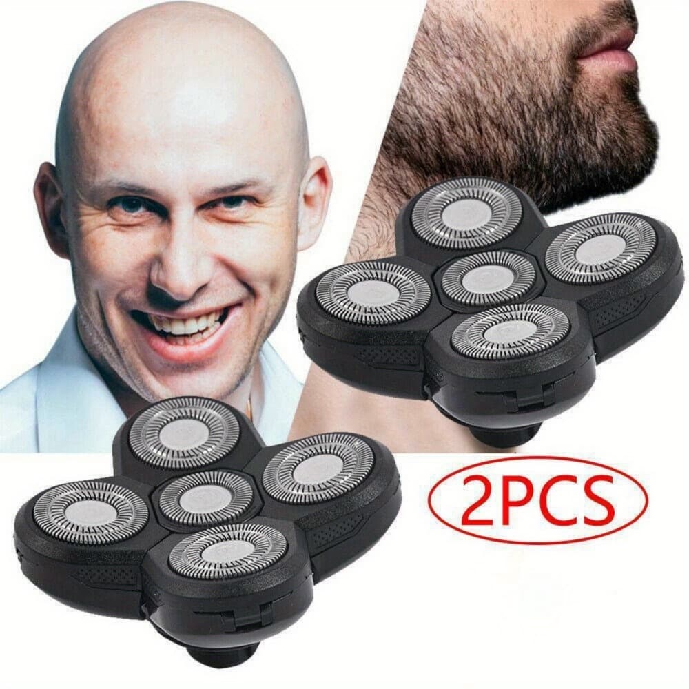 TEMU 2pcs Shaver Blade Heads Shaver Replacement For Bald Tool, Head And Face Electric Razor Shaver Head 5 Head Shaver Heads,
