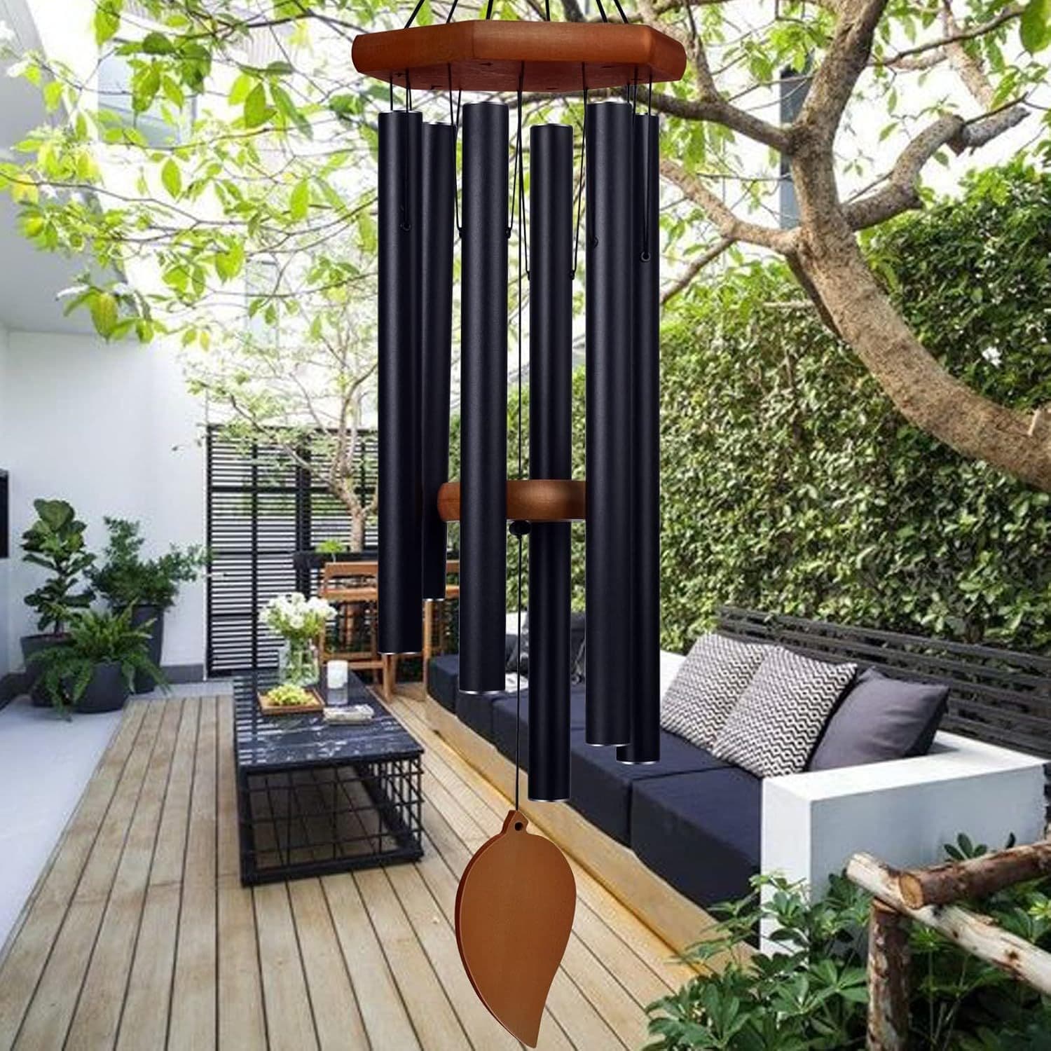 TEMU 35.5" Sympathy Wind Chimes For Outside Deep Tone, With 6 Thicken Tubes & Hook, Outdoor Souvenir Mother, Garden Decor