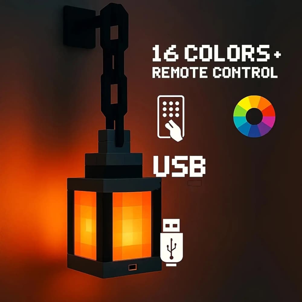 TEMU Lantern Night Light - 16-color Wall-mounted Ambient Night Light Strip With Remote Control - Lamp, Role-playing Theme Bedside Lamp, Halloween, Christmas Room Decorative Light