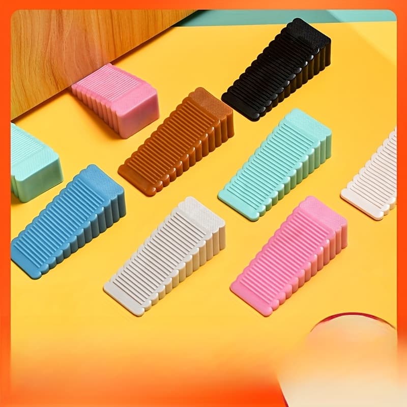 TEMU 8-pack Random Color Door Stoppers - No Drill Anti-slip Rubber Door Stops For Windproof/safety (baby & Pet Proof) - Wall/floor Protectors For Home/office