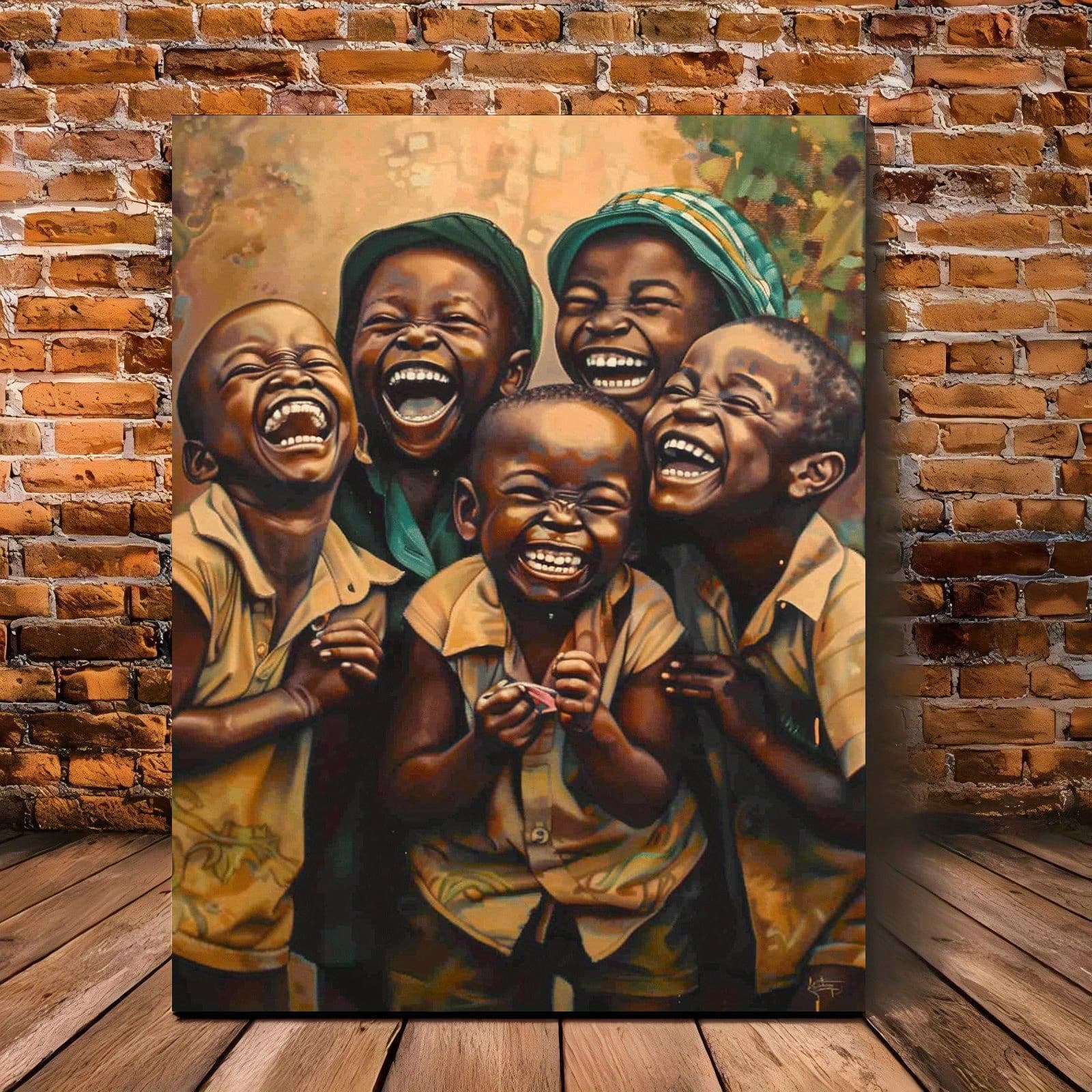 TEMU Happy African Canvas Wall Art - 11.8x 15.7inch Wooden Frame African , Hangable Home Decoration