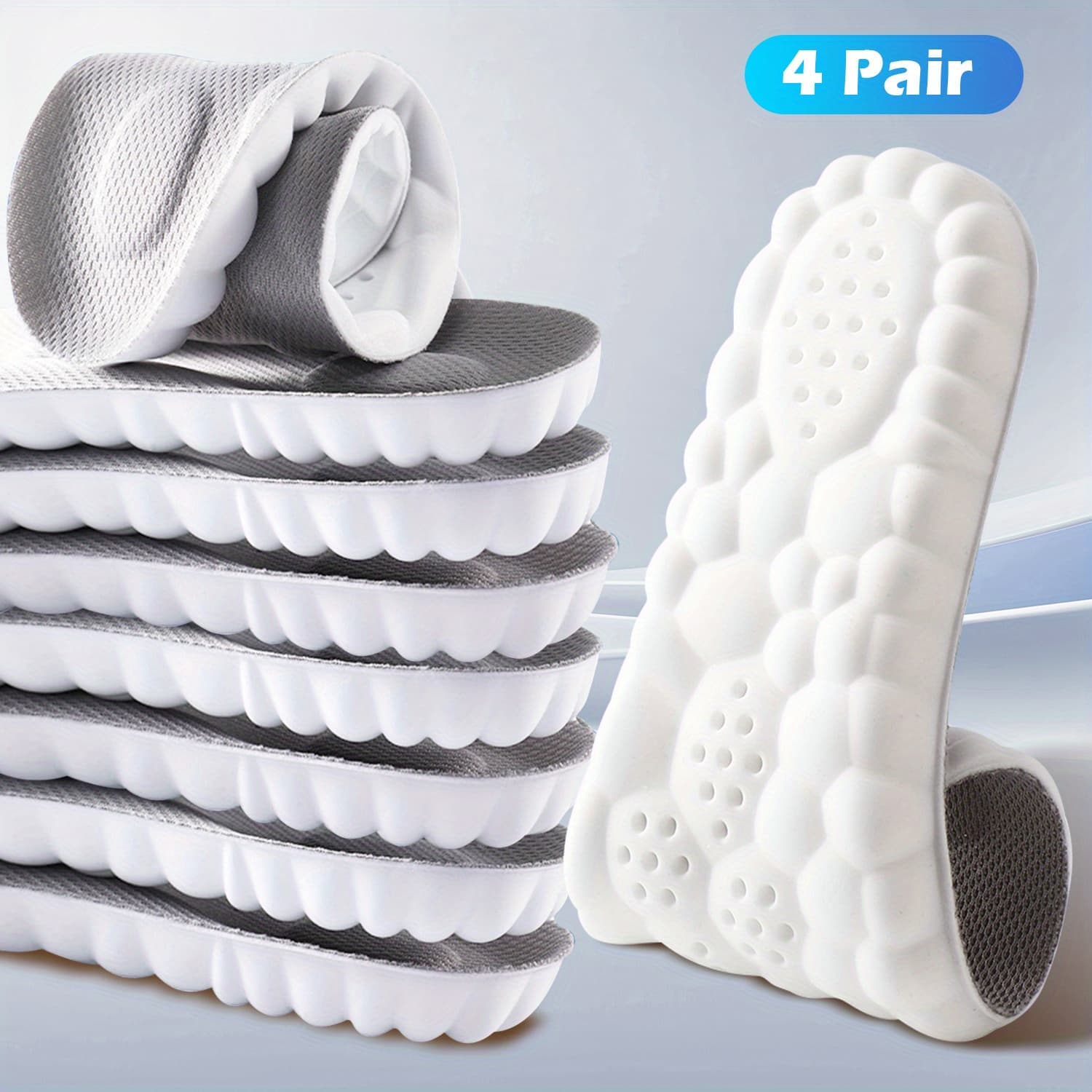 TEMU 4pairs 4d Sport Insoles -soft Breathablet, , High- Shoe Inserts, Superior Shock Absorption For Athletic And Daily Wear