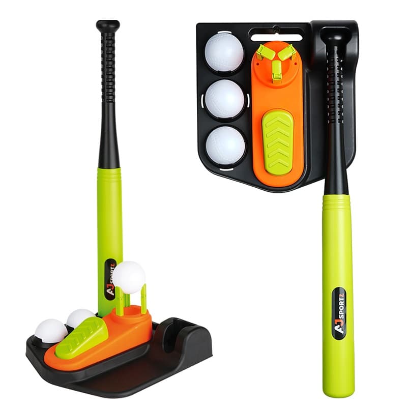 TEMU 3-in-1 Baseball Training Set Adjustable Bat + Pitching Launcher + Balls Outdoor Fun, Family , And Travel