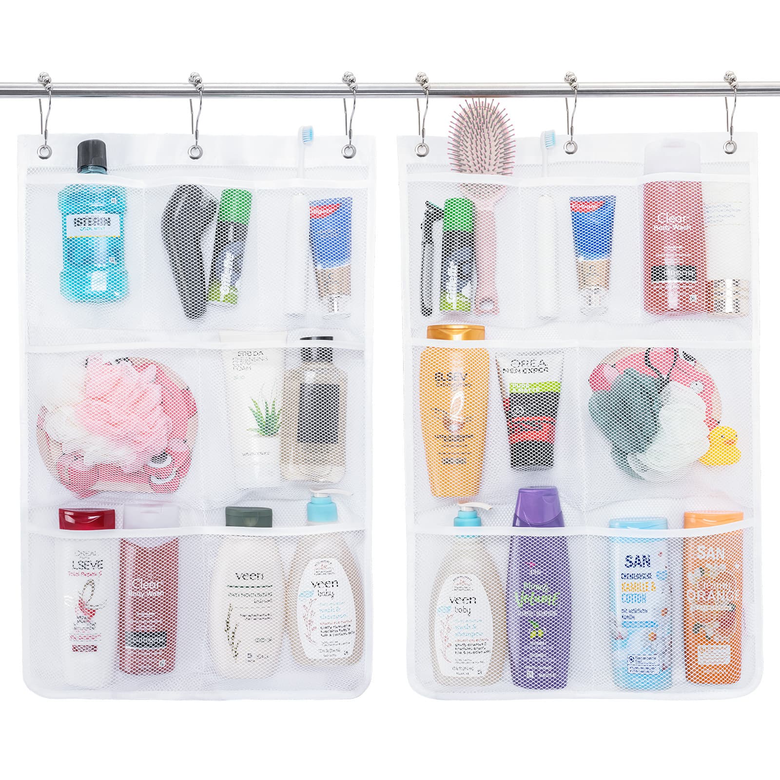 TEMU Hanging Mesh Shower Caddy, Quick-dry Portable Bathroom Organizer For Soap, Shampoo & Cruise Essentials, Space-saving Design, White, 1/2/3/4 Pack
