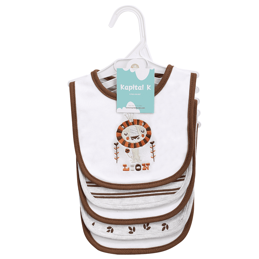 TEMU 5-pack Baby Bibs With Adjustable Snaps - Cute Cartoon Embroidery, Unisex Design For - Messes