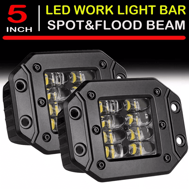 TEMU [flush Mount Led Pods] 2pcs 5'' Driving Lights Flush Led Light Bar Off Road Lights For Truck Utv Atv Suv Boat 4x4 Car