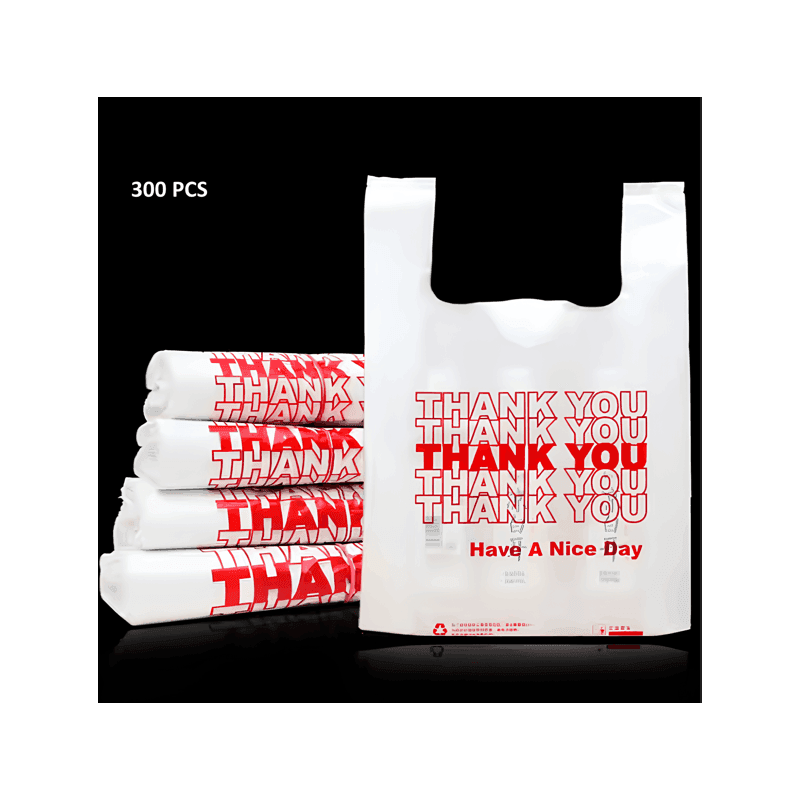 TEMU Thank You Bags, 300 Pcs, White Plastic, 11.5x6.5x22, Retail Shopping & Bags