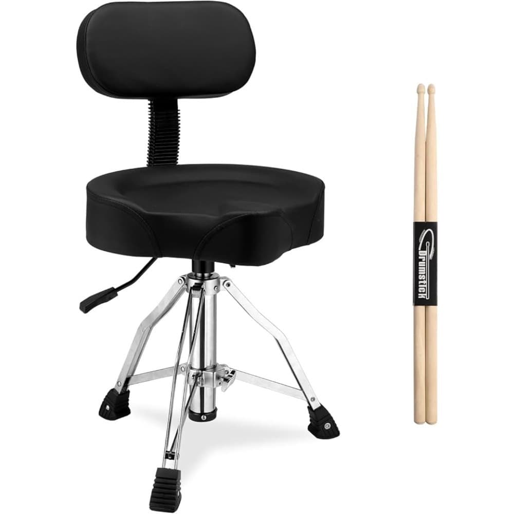 TEMU Drum Throne With Backrest, Hydraulic Drum Stool Adjustable Height, Heavy Duty Hydraulic Drum Seat Design Black