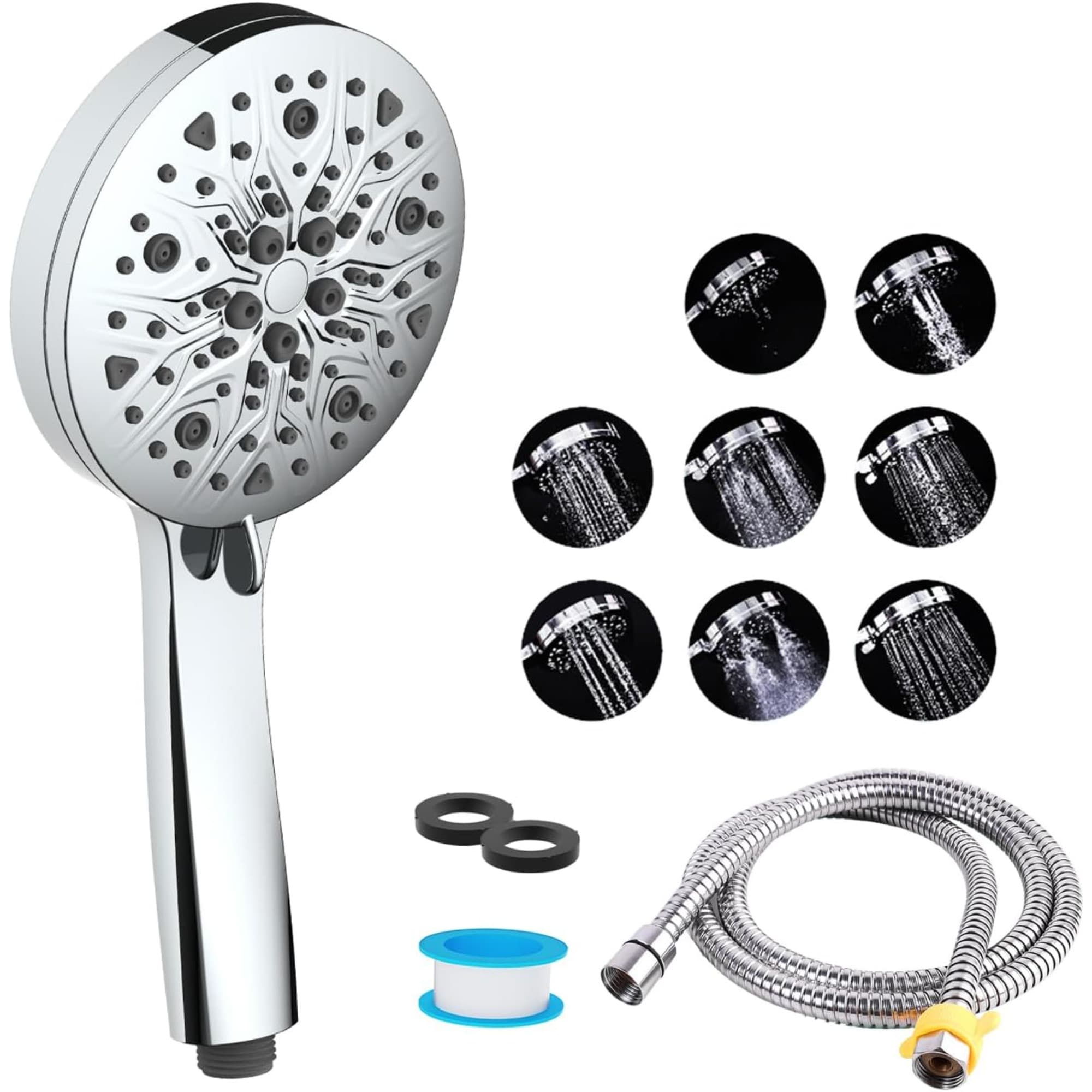 TEMU Rv Shower Head With Hose, 8 Spray Shower Head With Handheld, 59-inch Shower Hose, High Pressure Camping Showerhead Replacement For Rv