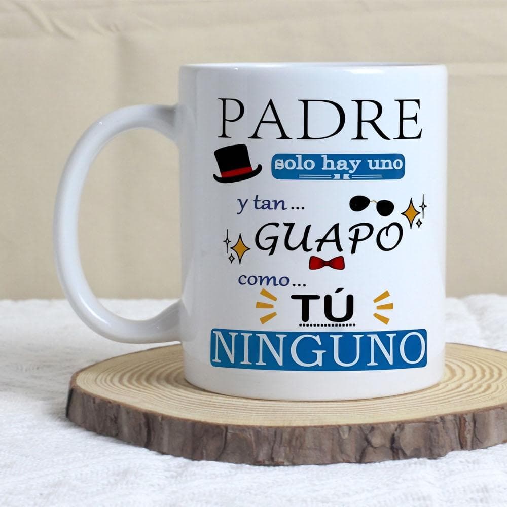 TEMU Perfect Gift For Dad, Father's Day, Birthday, Or - 11oz Fun Ceramic Mug - "padre" Spanish Design With English & French Phrases - Reusable & Dishwasher Safe