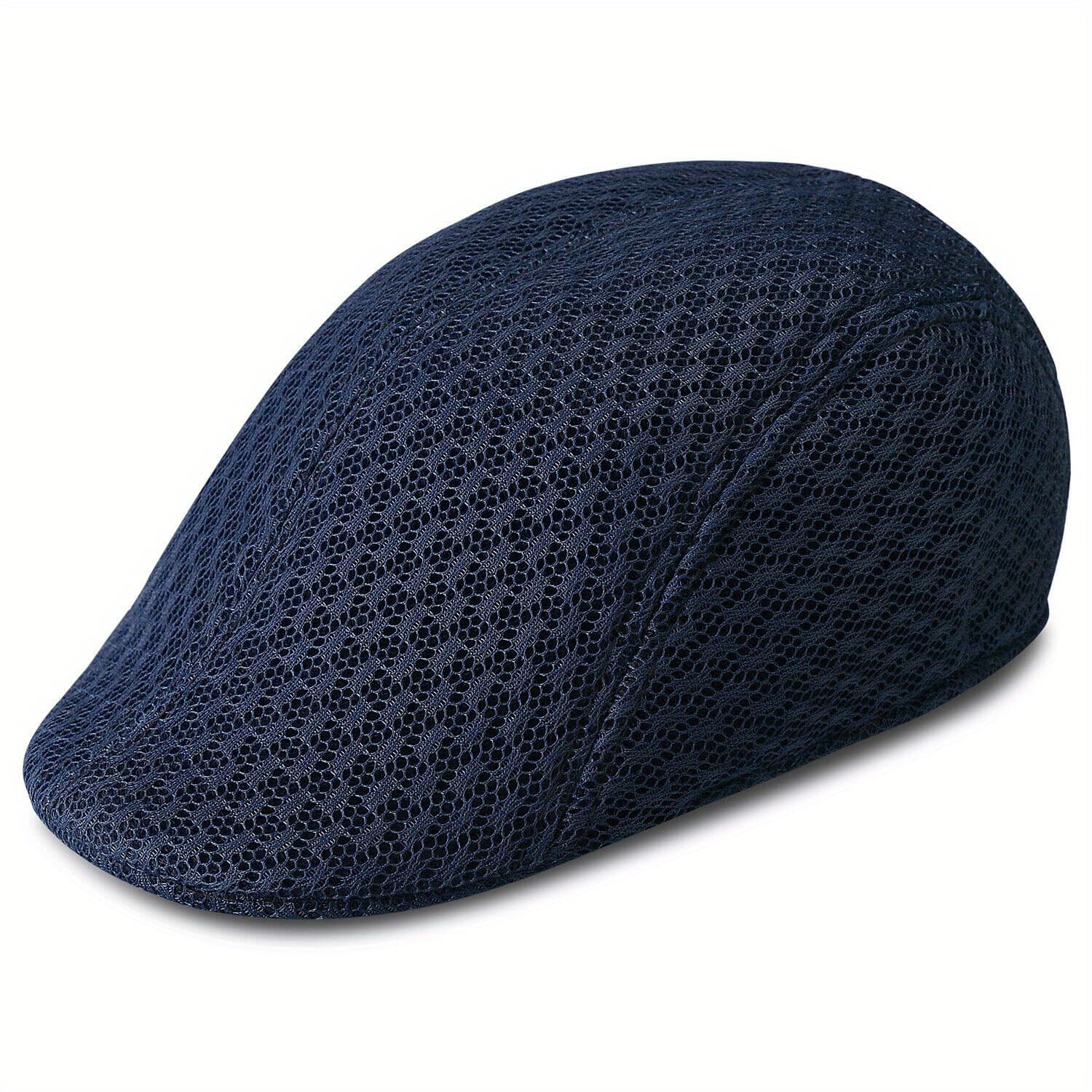 TEMU Men's Summer Mesh Flat Caps, Breathable Duckbill Newsboy Beret Hats With Elastic Band, Sun Protection Hat For Golf Driving