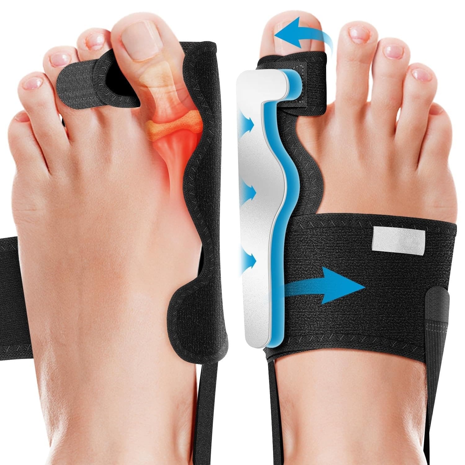 TEMU 1pair Corrector Big Toe - Adjustable Big Toe Separator - Adjustable Correction Orthopedic For Hallux Valgus - Support